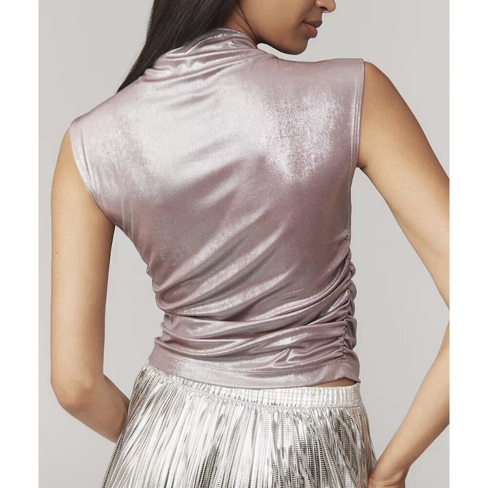 NWT Size XS - Anthropologie Maeve Mock-Neck Ruched Shine Tank (NWT US$ 68) - Picture 2 of 14